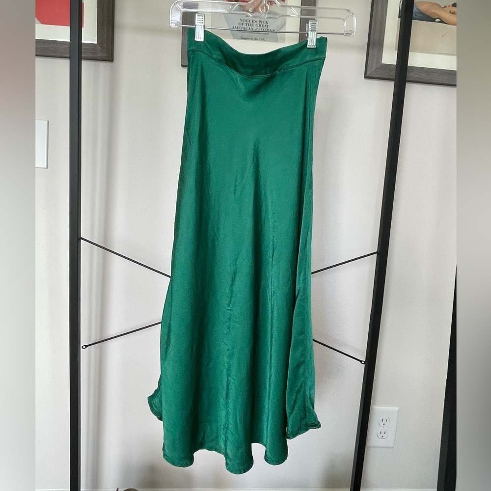 Emerald Green Satin Midi/Maxi Skirt